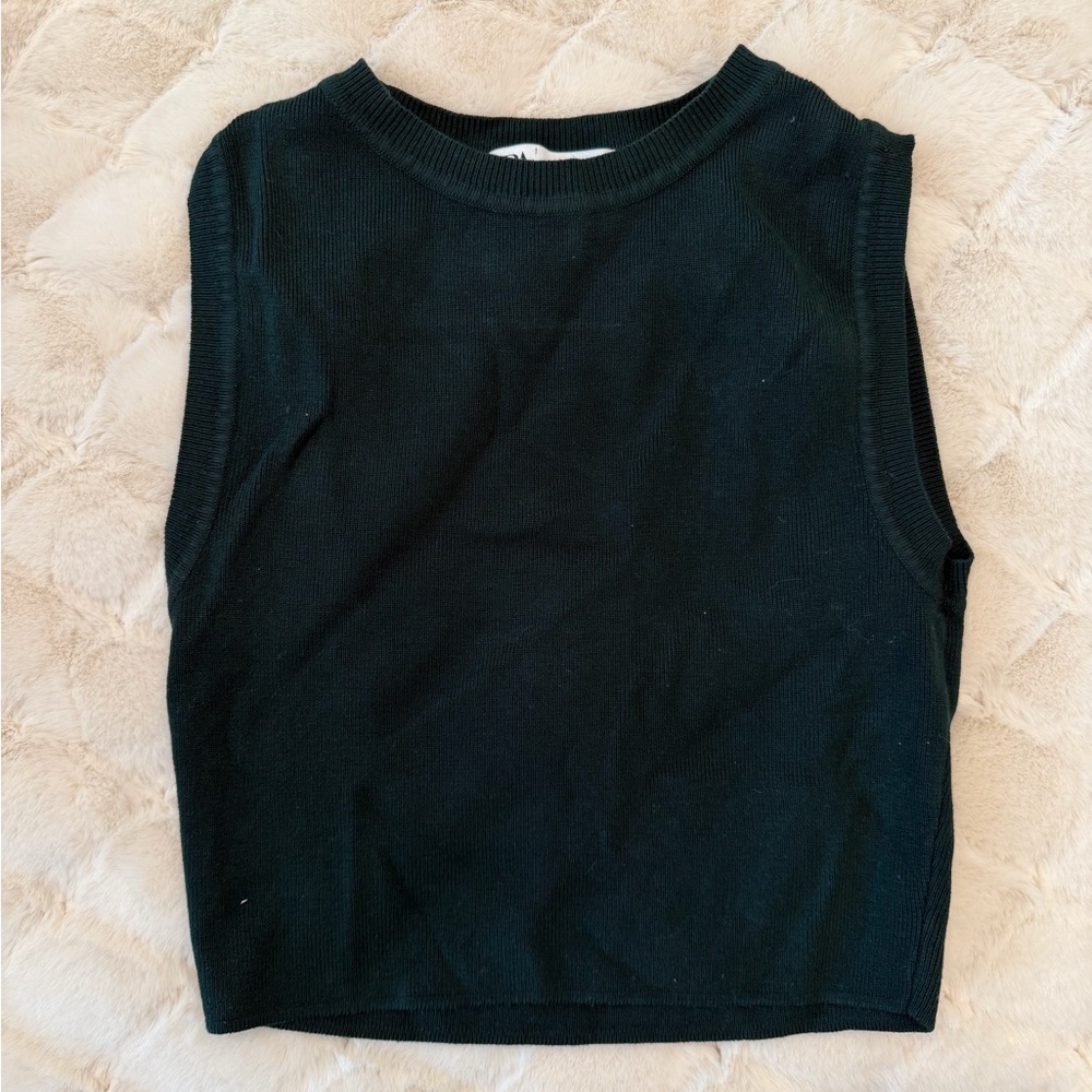 Zara Dark Green Knit Crop Top
